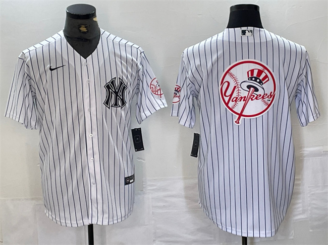 Men's New York Yankees White Team Big Logo Cool Base Stitched Baseball Jersey Men's New York Yankees White Team Big Logo Cool Base Stitched Baseball Jersey